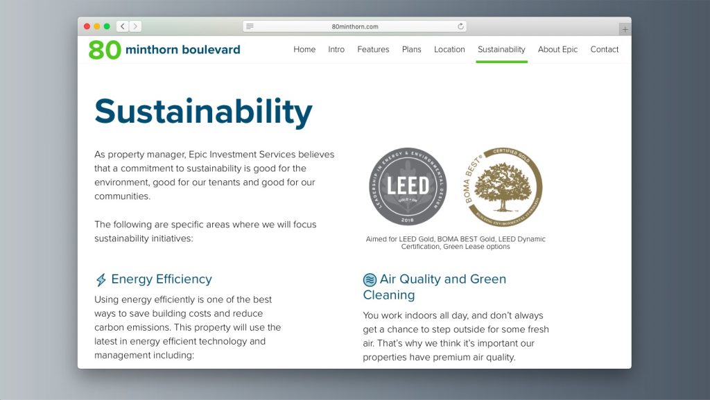 Sustainability building certification commercial real estate website