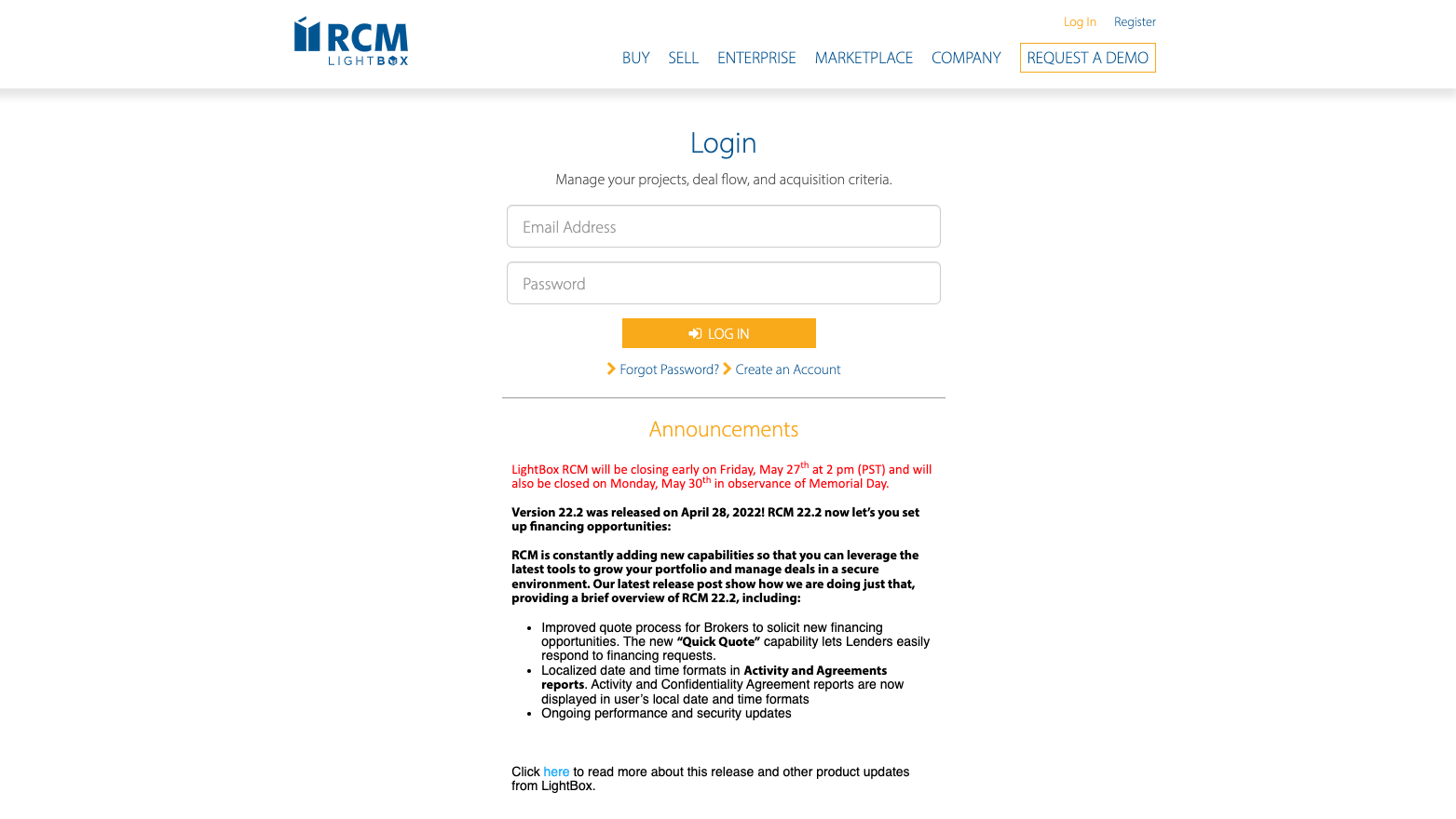 how to log in to RCM Real Capital Markets