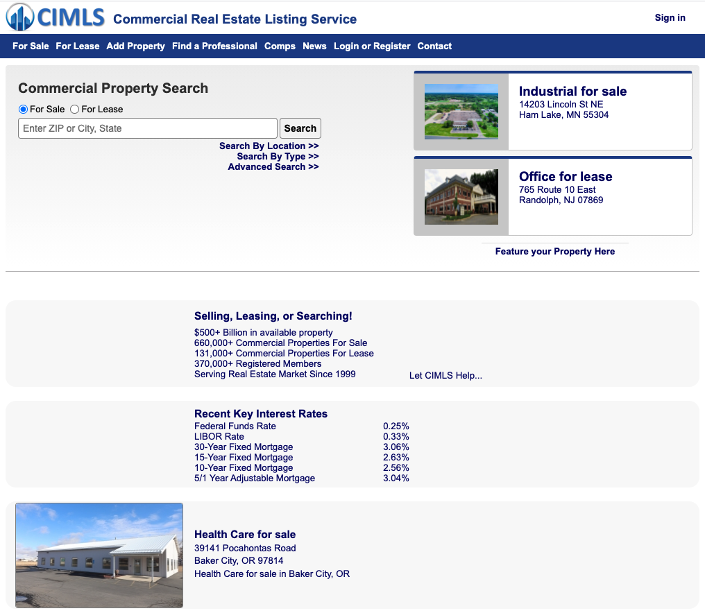 CIMLS Commercial Real Estate Listing Site