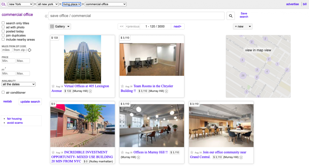 Craiglist Commercial Real Estate Listing Site