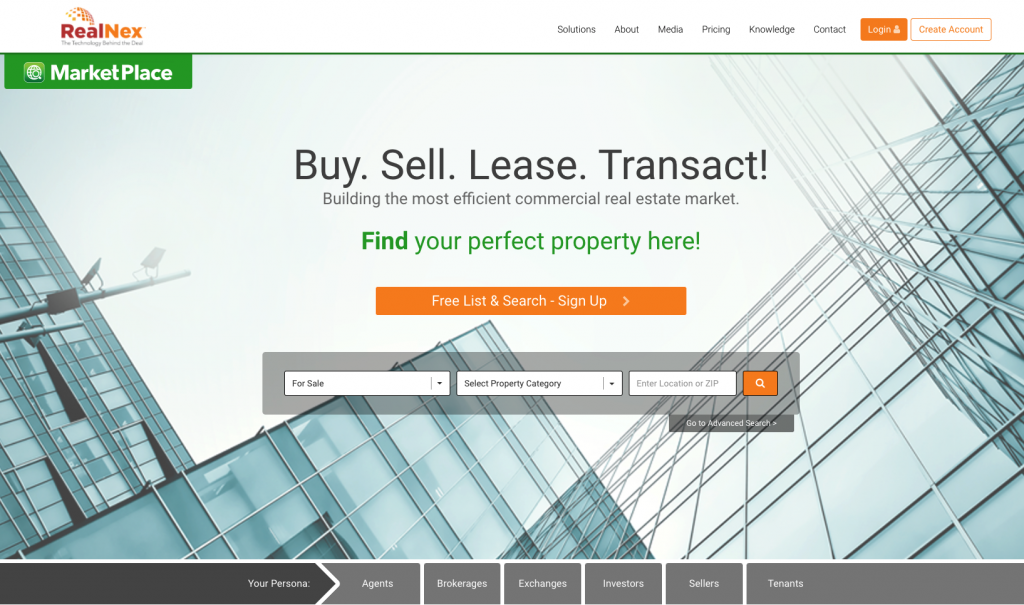 RealNex MarketPlace Commercial Real Estate Listing Site