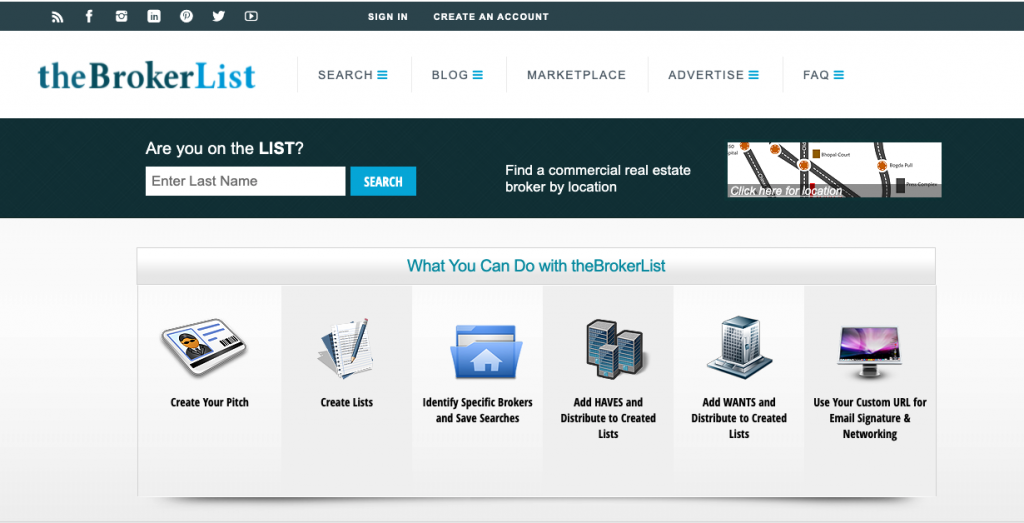 The Broker List Commercial Real Estate Listing Site